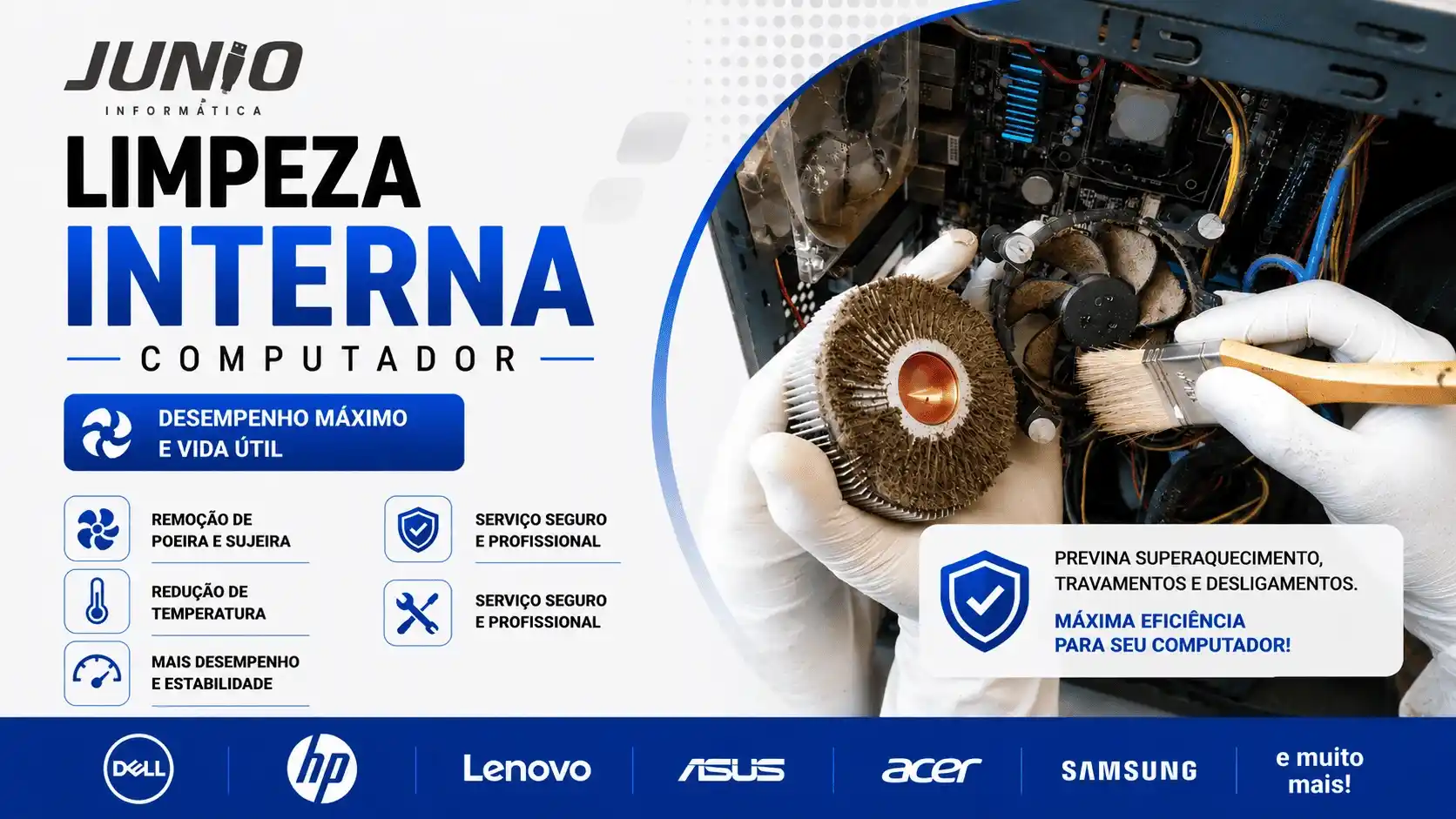 Limpeza interna de computador realizada em Cotia