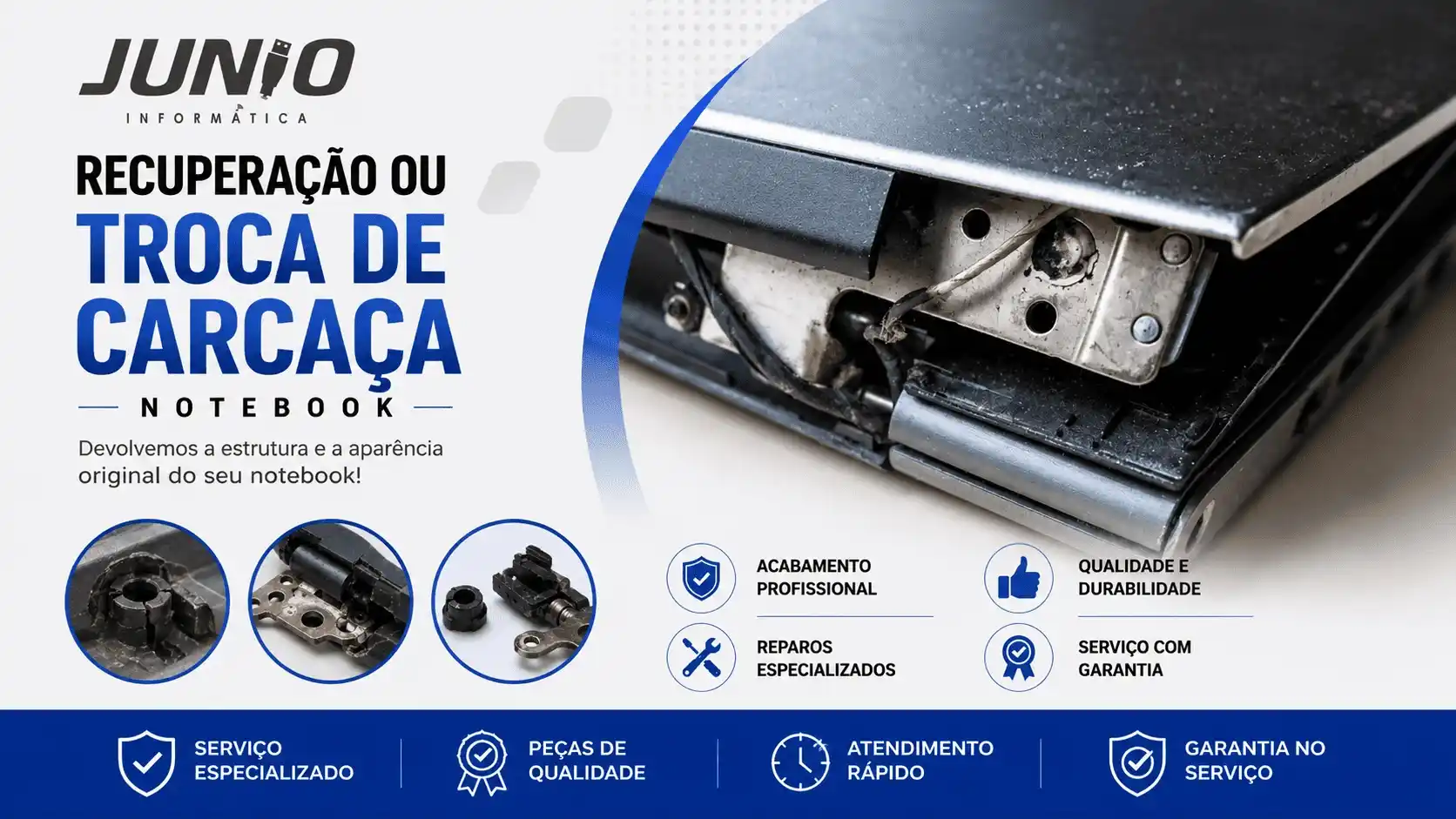 Recuperação de carcaça e dobradiça de notebook em Cotia